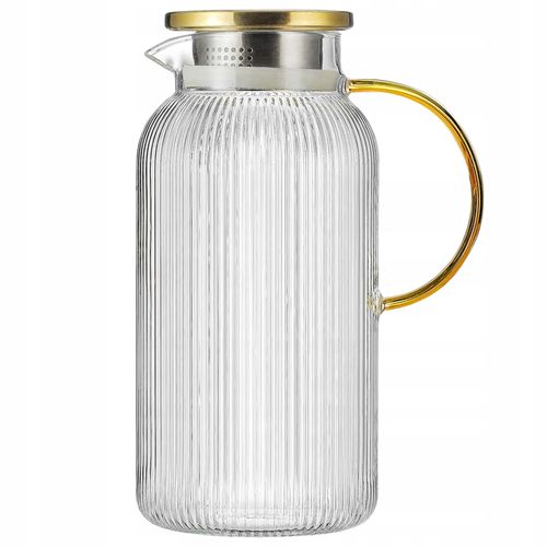DZBANEK SZKLANY NA WODĘ LEMONIADĘ 1,5L KARAFKA Z POKRYWKĄ SITKO FILTRUJĄCE na Arena.pl