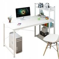 BIURKO KOMPUTEROWE STOLIK LOFT BIAŁE STÓŁ MŁODZIEŻOWE Z REGAŁEM