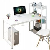 BIURKO KOMPUTEROWE STOLIK LOFT BIAŁE STÓŁ MŁODZIEŻOWE Z REGAŁEM