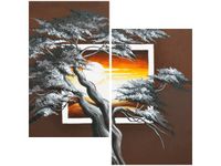 60X60CM DRZEWO TLE ZACHODZĄCEGO SŁOŃCA DWU OBRAZ ŚCIAN