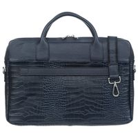 VERA PELLE torebka skórzana kroko torba na laptopa V545 granatowa