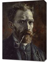 Obraz 50x70cm  Self-Portrait with Pipe, Van Gogh Vintage