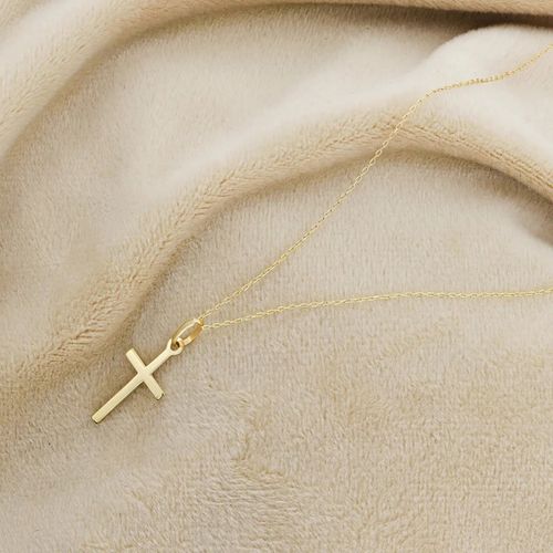 Złoty Komplet Chrzest Komunia łańcuszek ankier 45 cm + krzyżyk pr. 333 na Arena.pl