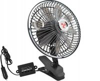 Wentylator samochodowy chrom 12V 8'' z klipsem 8 śmigieł