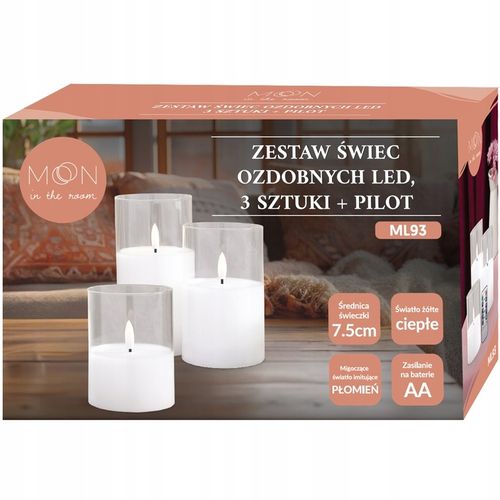 ŚWIECZKI 3 DUŻE OZDOBNE ŚWIECE DEKORACJA ŚWIĄTECZNA LED STEROWANE PILOTEM na Arena.pl