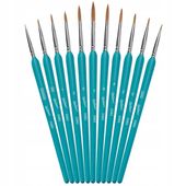 PĘDZLE MALARSKIE ZESTAW PĘDZLI 11szt ARTYSTYCZNE PRECYZYJNE PROFESJONALNE