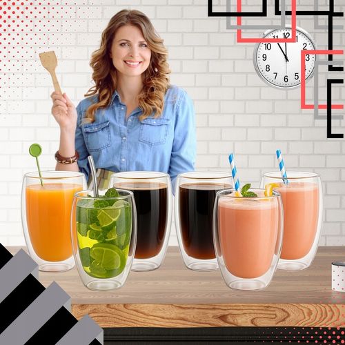 SZKLANKI DO KAWY LATTE HERBATY 350ml TERMICZNE Z PODWÓJNYM DNEM ZESTAW na Arena.pl