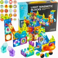 KLOCKI MAGNETYCZNE KONSTRUKCYJNE EDUKACYJNE ŚWIECĄCY TOR PUZZLE 75el