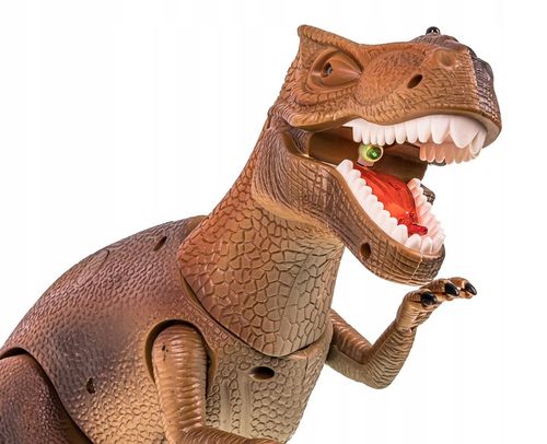 DUŻY DINOZAUR T-REX CHODZI RYCZY ŚWIECI ZIEJE DYM na Arena.pl
