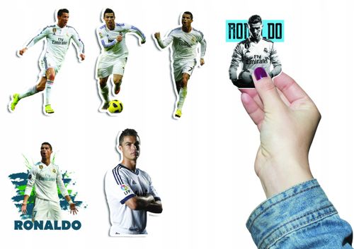 NAKLEJKI NA ZESZYT NALEPKA Z POSTACIAMI RONALDO CR7 PIŁKA WZORY 6 SZT na Arena.pl