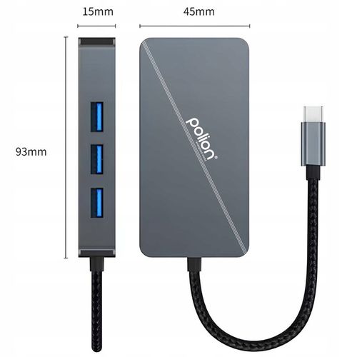 Adapter HUB 6w1 POLION USB-C przejściówka USB 3.2 PD 100W HDMI 4K LAN 1Gb na Arena.pl