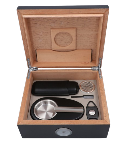 Humidor w Ciemnym Kolorze z Akcesoriami do Niego i Cygar Pudełko na Cygara na Arena.pl