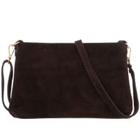 VERA PELLE torebka damska zamszowa listonoszka z paskiem V687 c.brązowa