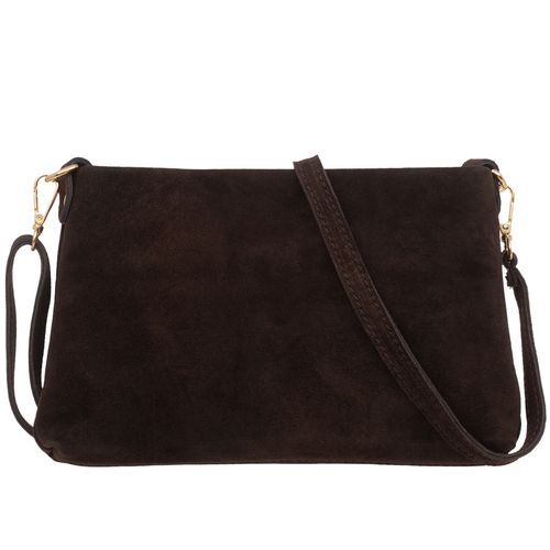 VERA PELLE torebka damska zamszowa listonoszka z paskiem V687 c.brązowa na Arena.pl