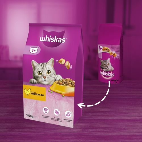 WHISKAS sucha karma dla kota z kurczakiem 14 kg na Arena.pl