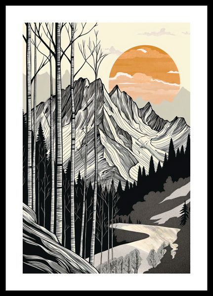 Plakat 30x45cm Drzeworys Górski zdjęcie 3