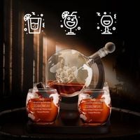 Karafka Globus Szklanki Zestaw do Whisky z Grawerem Prezent na Urodziny