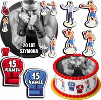 ZESTAW OPŁATEK NA TORT 20CM + 17 POSTACI - BOKS HOBBY + IMIĘ 15CM 18CM