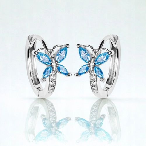 SREBRNE KOLCZYKI DLA DZIEWCZYNKI KÓŁKA Z MOTYLKIEM SREBRO 925 NA URODZINY na Arena.pl