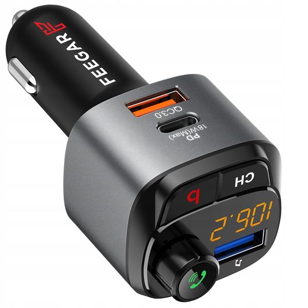 Feegar Transmiter Fm Bluetooth Ładowarka Qc 3.0 Pd zdjęcie 3