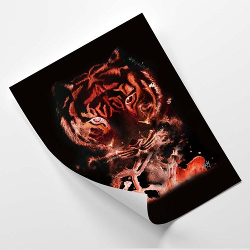 Plakat, Tygrys na czerwonym tle 70x100 na Arena.pl