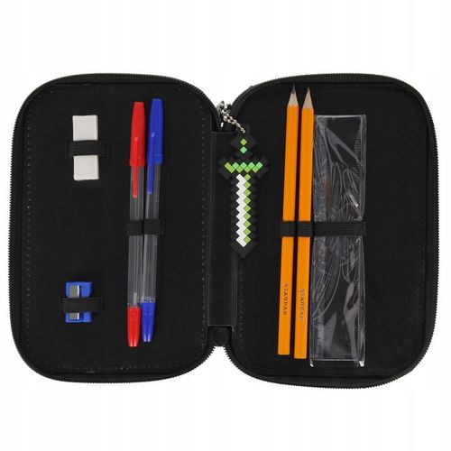 PIÓRNIK SZKOLNY TRZYKOMOROWY Z WYPOSAŻENIEM DLA CHŁOPCA PIXEL na Arena.pl