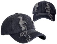 Czapka z daszkiem jeansowa bejsbolówka z przetarciami uniwersalna