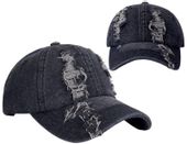 Czapka z daszkiem jeansowa bejsbolówka z przetarciami uniwersalna