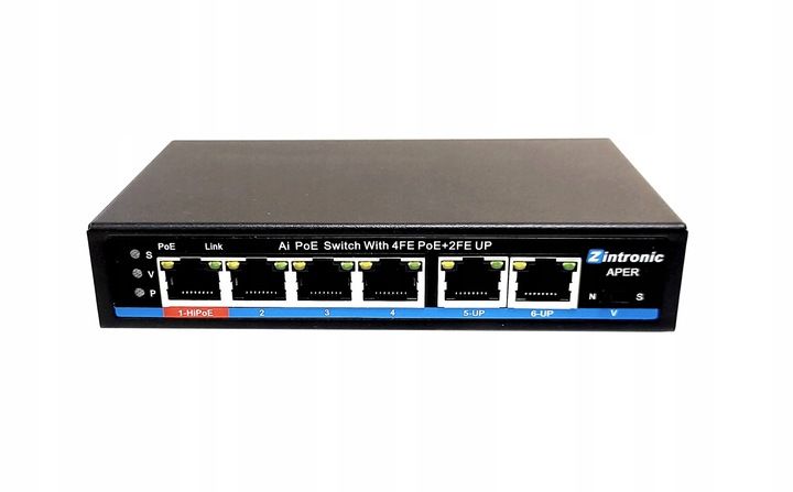 Switch POE 4xPOE 2xUplink 65W HI-POE APER zdjęcie 6
