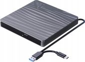 Przenośny napęd zewnętrzna nagrywarka i odtwarzacz CD DVD USB-C 3.0 czarny