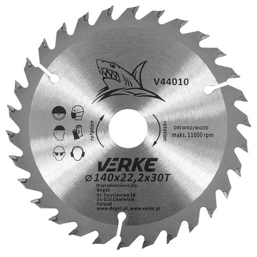 PIŁA TARCZA WIDIOWA DO CIĘCIA DREWNA 140x22,2 30 ZĘBÓW VERKE V44010 na Arena.pl