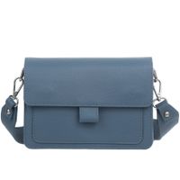 VERA PELLE torebka skórzana listonoszka z szerokim paskiem V721 c.jeansowa