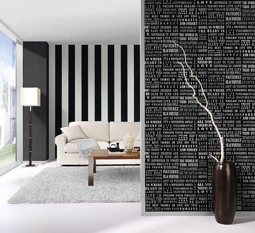 TAPETA WZÓR PASKI PASY BIAŁO CZARNE RASCH na Arena.pl