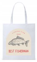 Dla Wędkarza Rybaka Torba Eco Biała Shopper Z Nadrukiem Ze Zdjęciem