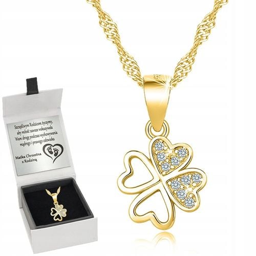 ZŁOTY NASZYJNIK DAMSKI ŁAŃCUSZEK Z ZAWIESZKĄ KONICZYNKA SREBRO GRAWER na Arena.pl