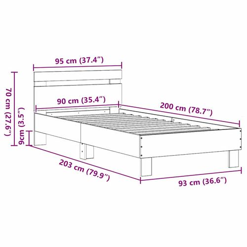 Rama łóżka Z zagłówkiem Dąb rzemieślniczy 90 x 200 cm na Arena.pl