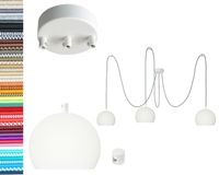 LAMPA kula biała z białymi hamulcami pająk 3 wisząca