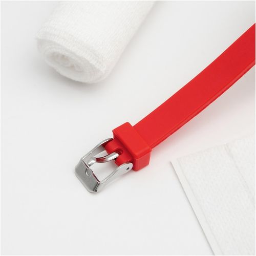 Bransoletka z grawerem męska ratunkowa czerwony kauczuk regulowana BLINGART na Arena.pl