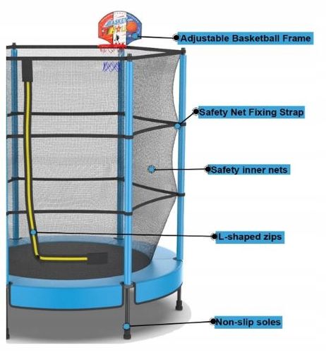 TRAMPOLINA OGRODOWA Z WYSOKĄ SIATKĄ I KOSZEM 145 CM Dla Dzieci na Arena.pl
