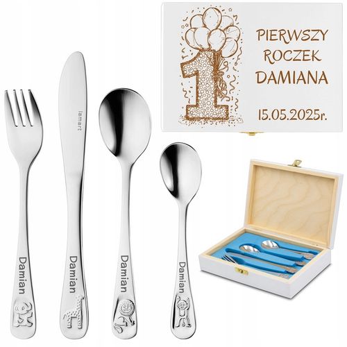 Sztućce dla Dzieci z GRAWEREM GRATIS Prezent na Chrzest Roczek na Arena.pl