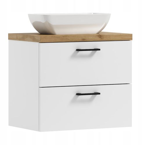 Szafka łazienkowa wisząca LUNA 50 biały/dąb  z umywalką Lara (W3) na Arena.pl