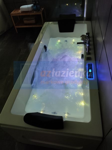 PROSTOKĄTNA WANNA Z HYDROMASAŻEM 180x80 SZYBA NEW! GRZAŁKA zdjęcie 19