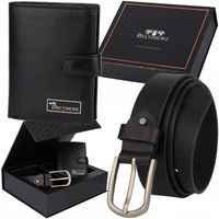 Zestaw prezentowy męski skórzany pasek portfel pudełko premium Beltimore