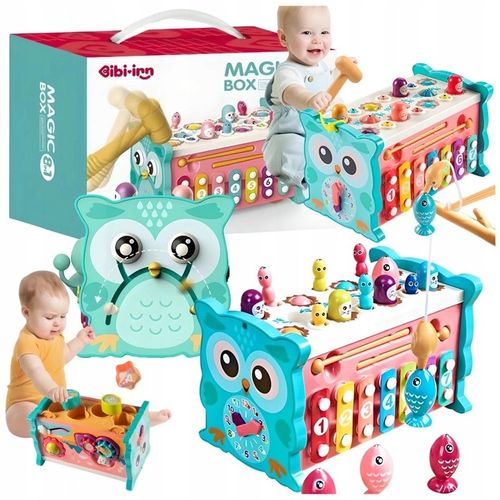 MAGICZNA EDUKACYJNE PUDEŁKO WBIJAK ZEGAR SÓWKA MŁOTEK na Arena.pl