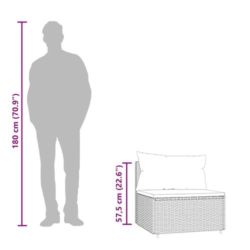 Środkowe moduły sofy z poduszkami, 2 szt., brązowe, polirattan na Arena.pl