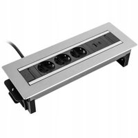 Gniazdo Blatowe USB 3x 230V USB Listwa Elektryczna Spacetronik srebrne