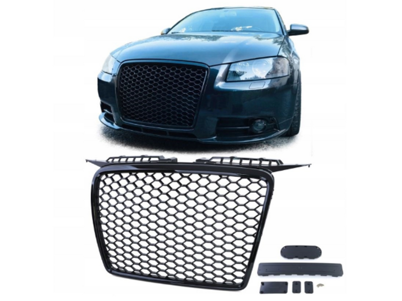 NOWY Grill Atrapa RS LOOK Audi A3 8P Od 2005 Do 2008 POŁYSK PLASTER MIODU zdjęcie 8