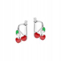 Kolczyki srebrne pokryte emalią - wiśnie - Mini YES