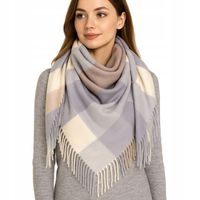 Chusta damska w kratę szal szalki lila