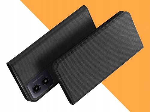 ETUI Z KLAPKĄ DO Motorola Moto G04 / G24 / E14 CZARNE ZAMYKANE + SZKŁO 9H na Arena.pl